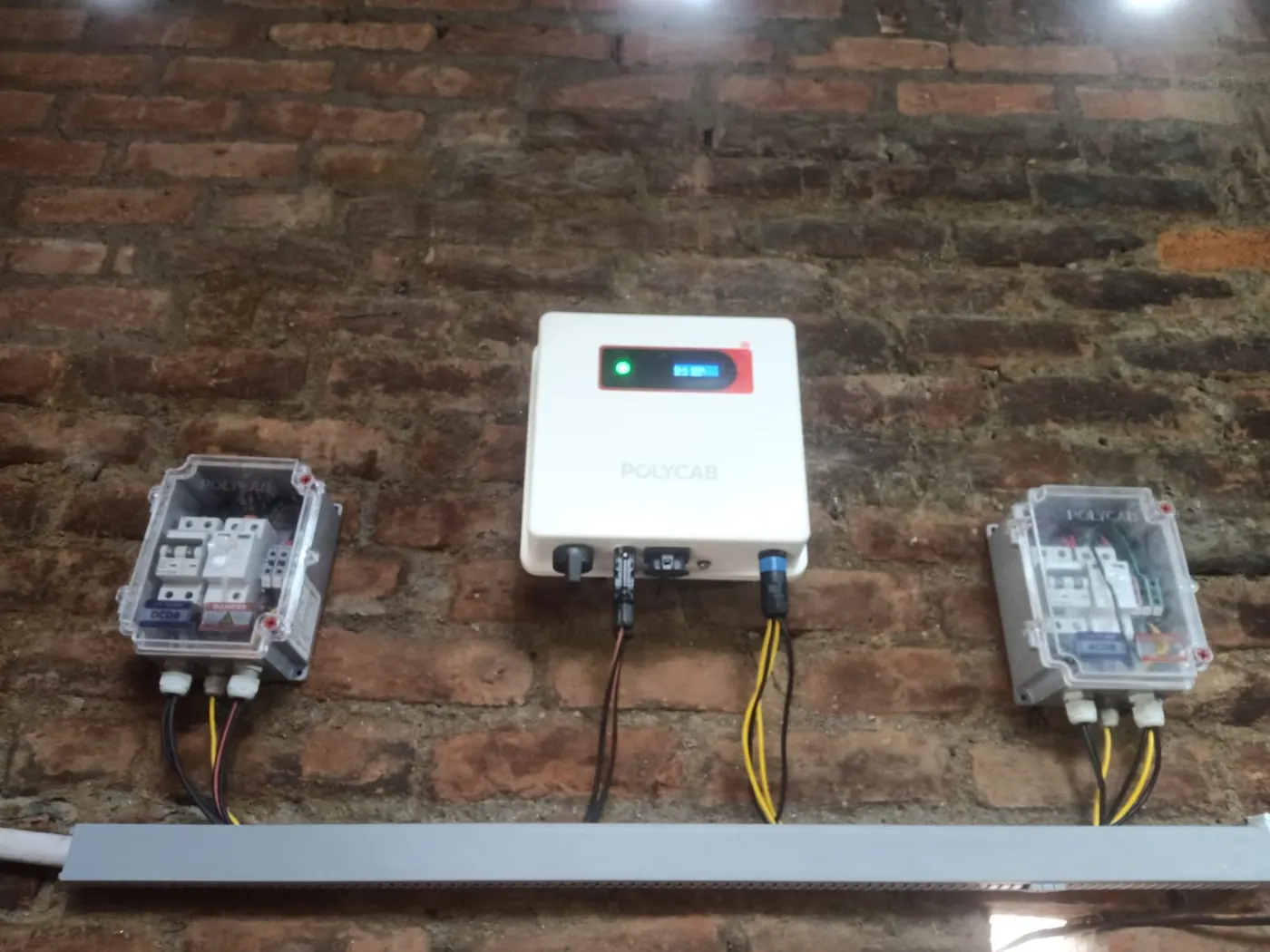 Inverter and meters wired on a wall