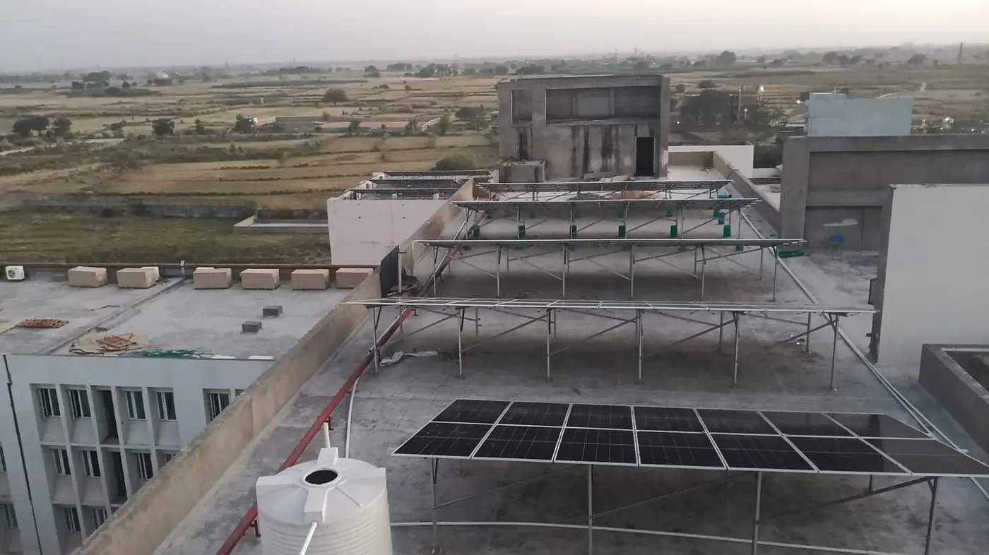 The 800 kW array seen across the campus roofline